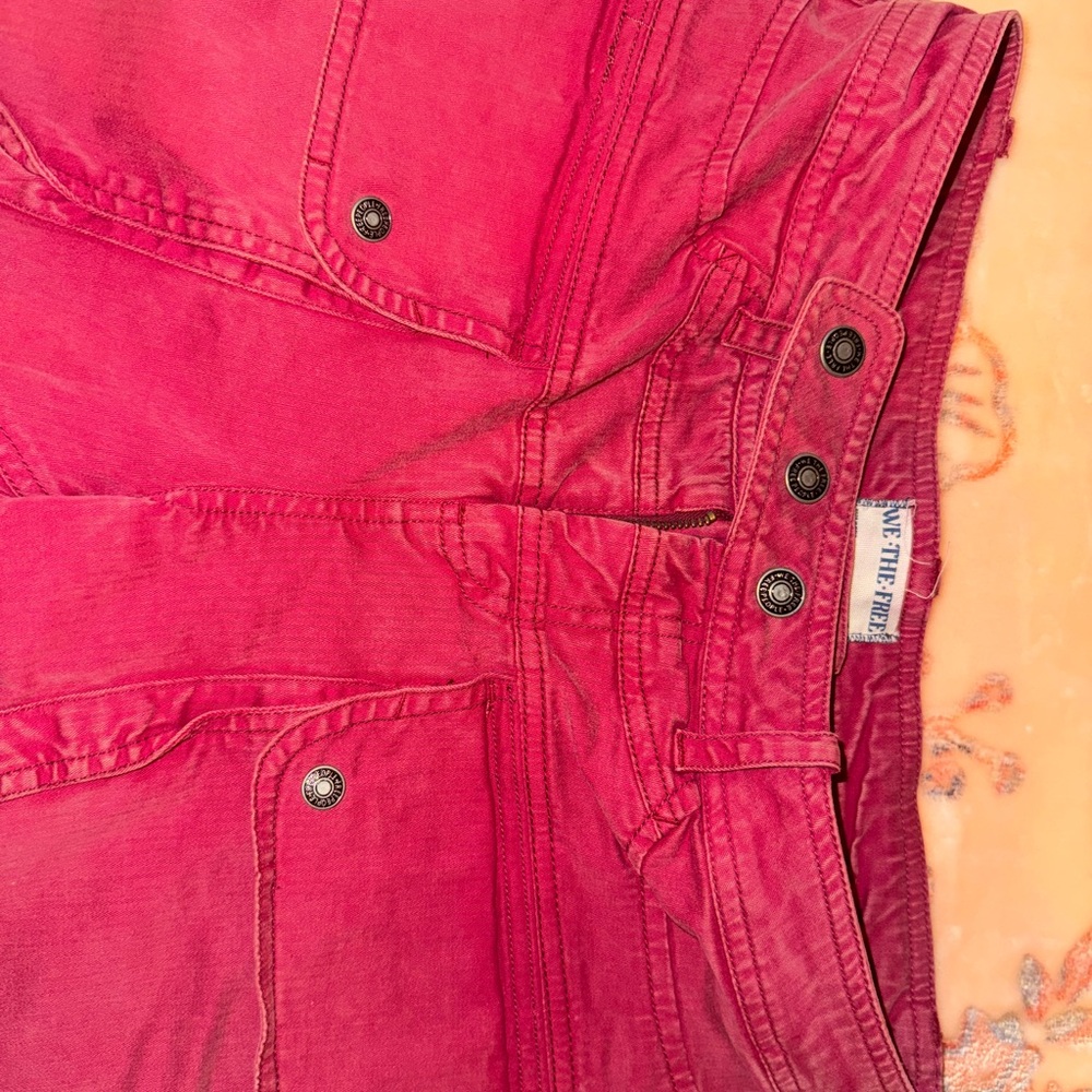 Free People Red Cargo Pants